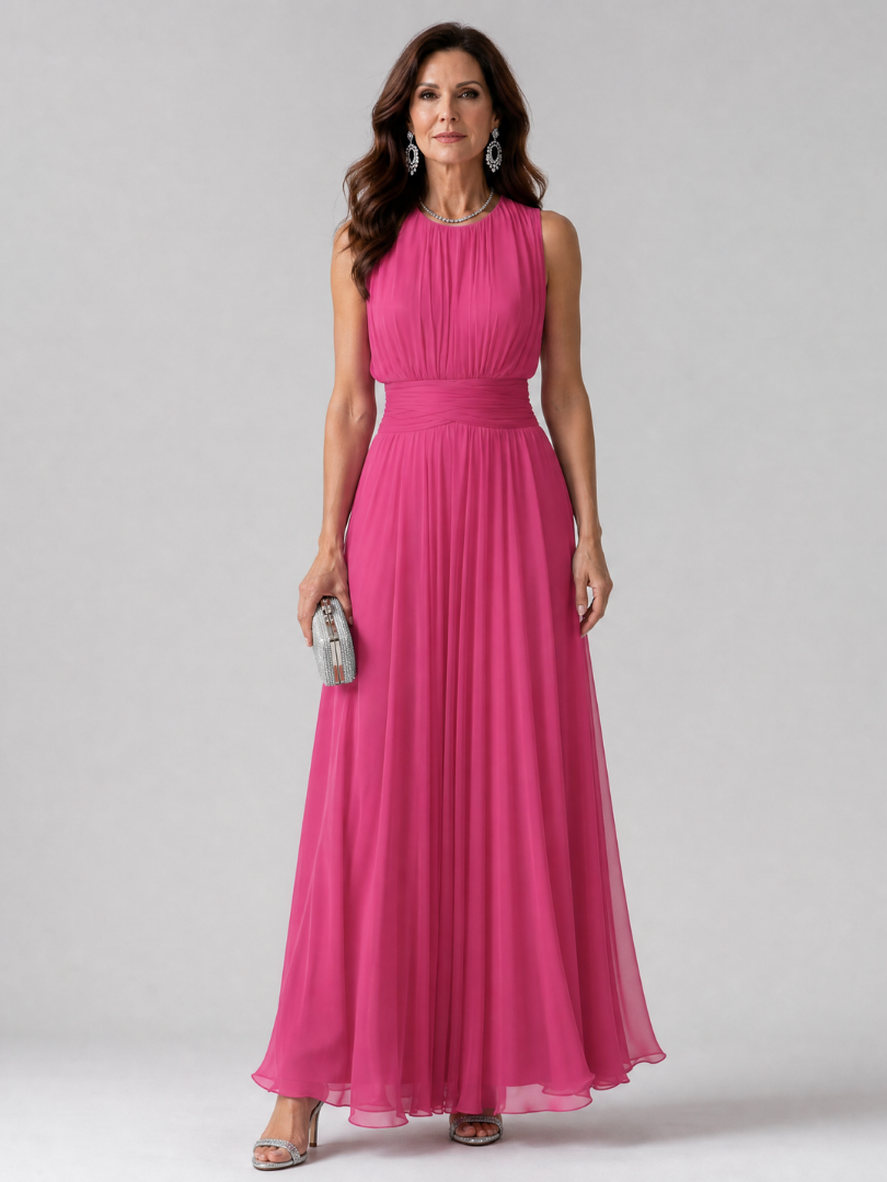 Simran | Sleeveless Gathered Waist Midi Dress