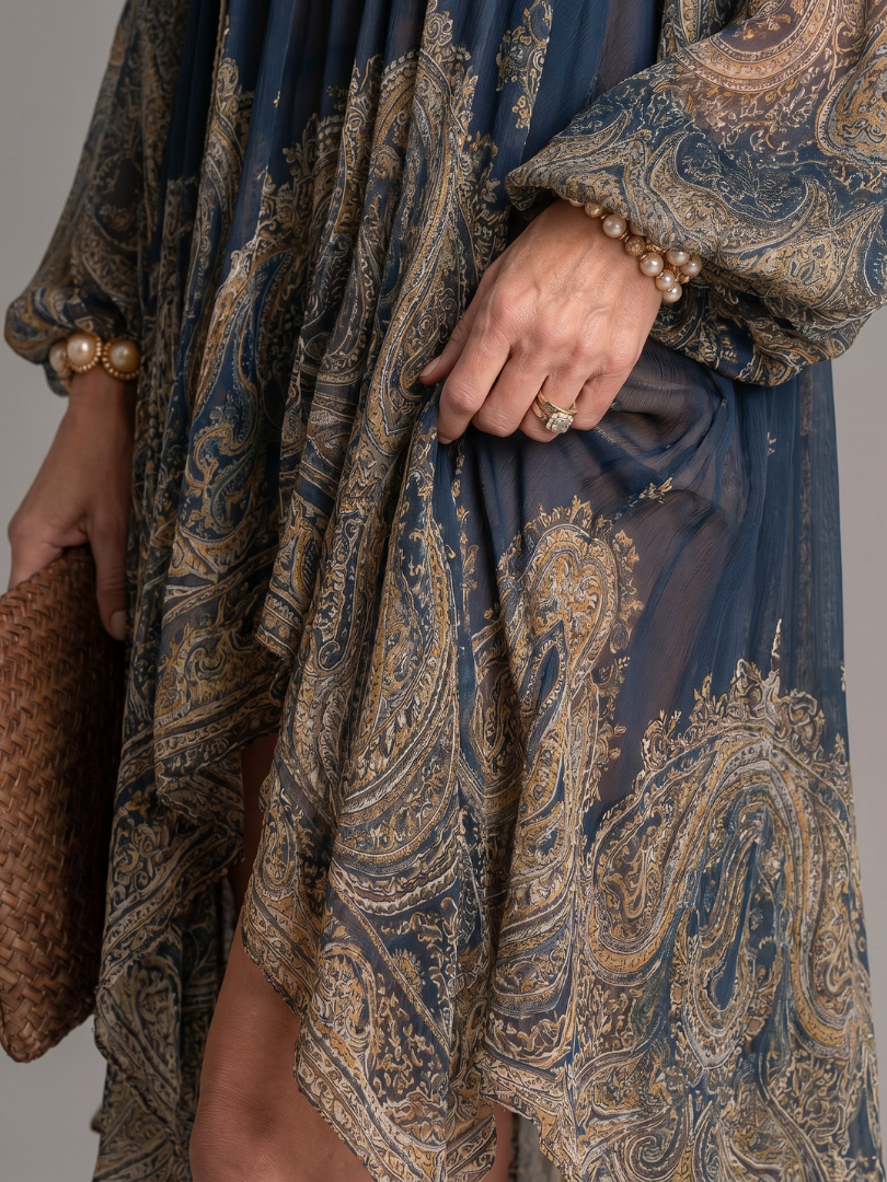 Gyro | High Neck Printed High Low Mini Dress
