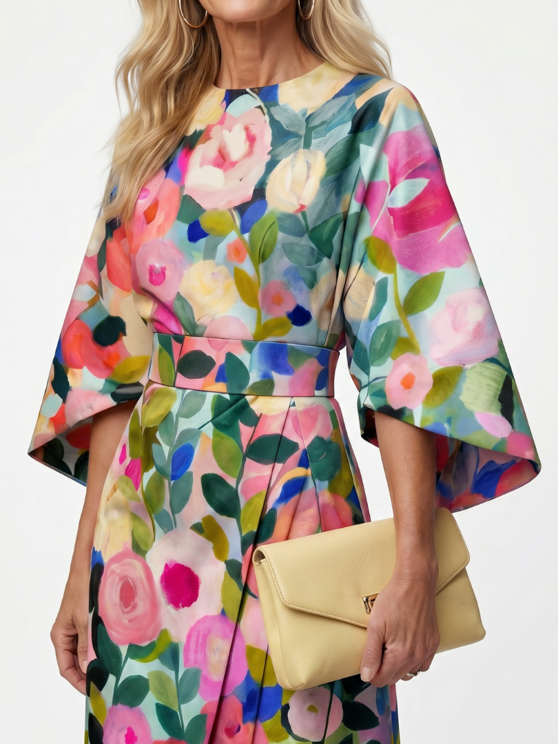 Glade | Wide Sleeve Floral Midi Dress