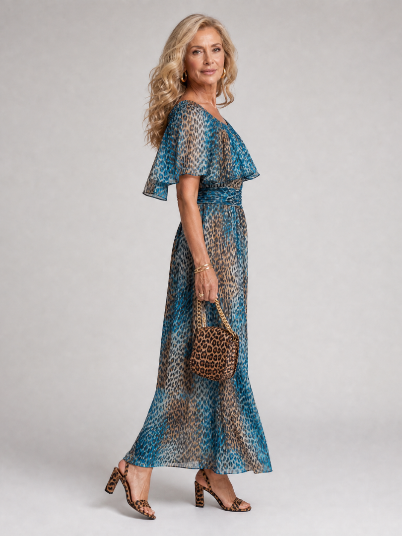 Zafirae | One Shoulder Animal Print Midi Dress