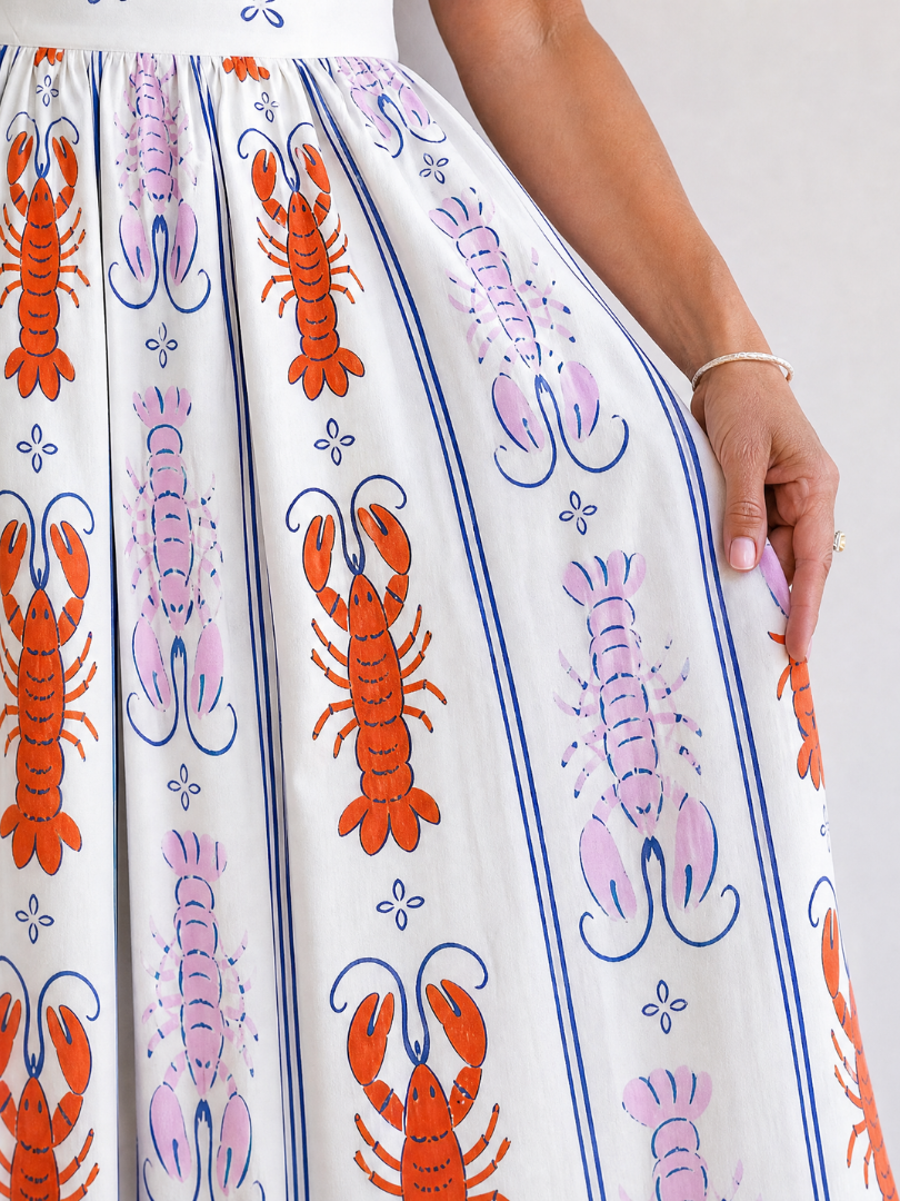 Coralyse | Lobster Print Sleeveless Midi Dress