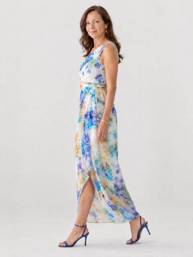 Avona | One Shoulder Floral Print Midi Dress
