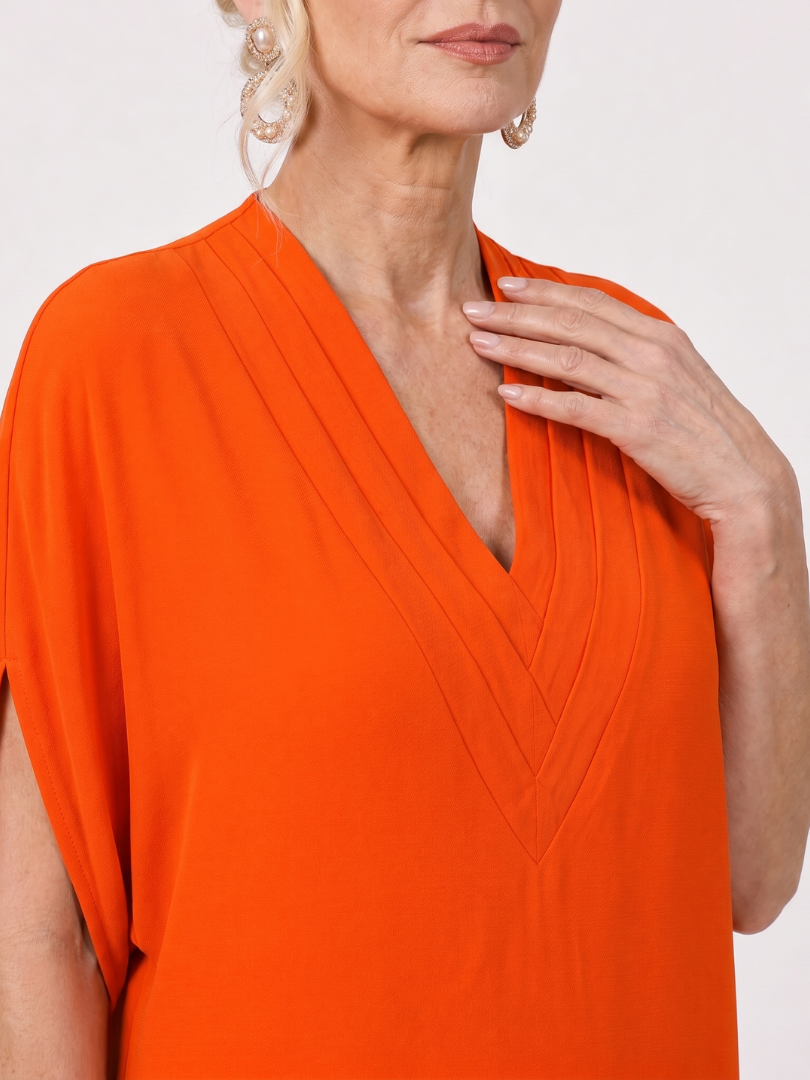 Zekar | V Neck Short Sleeve Knee Length Dress