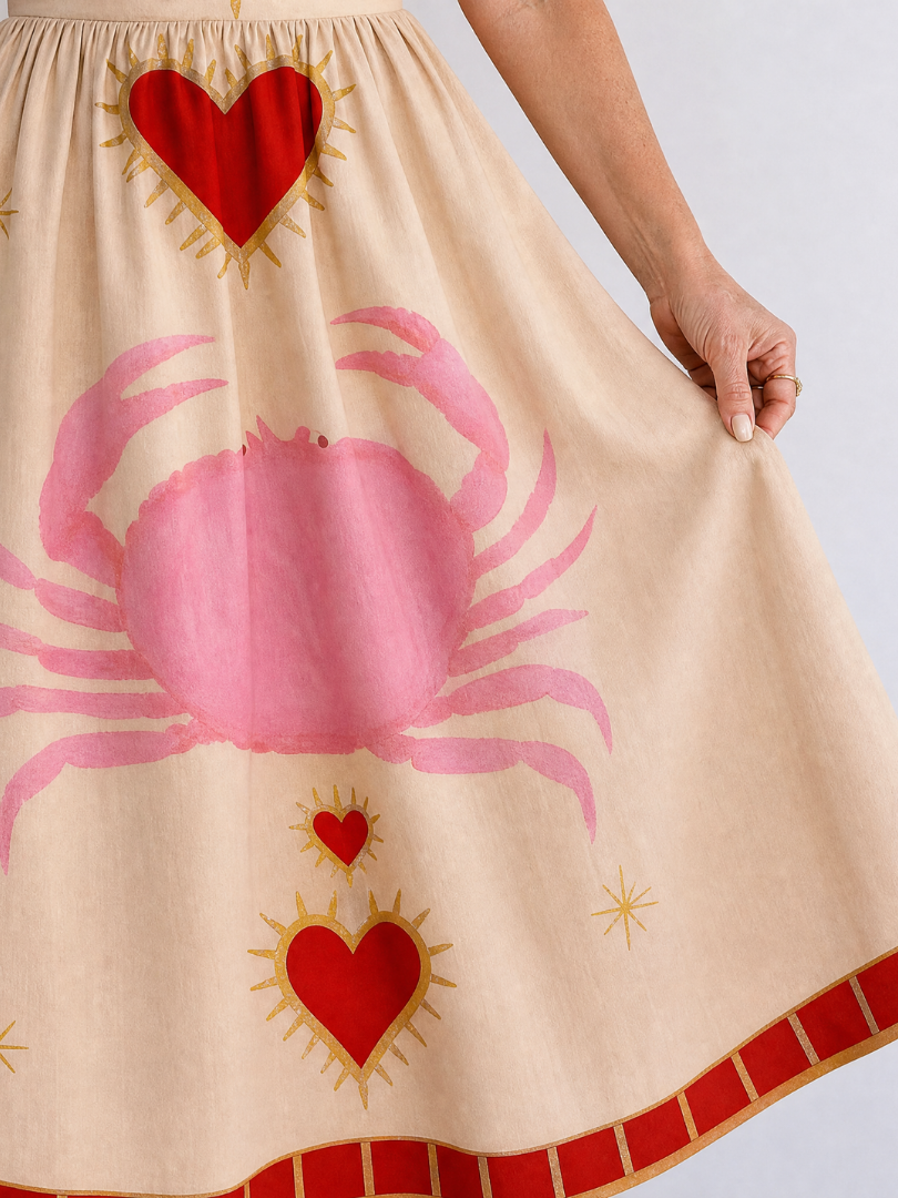 Aurevra | Heart Motif Sleeveless Midi Dress