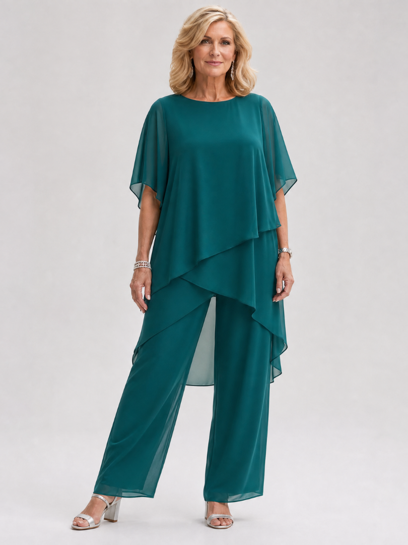 Nimon | Layered Chiffon Two Piece Pant Set