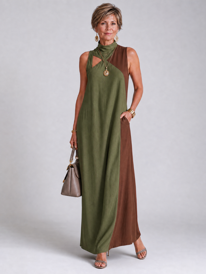Zorynthia | Color Block Sleeveless Midi Dress