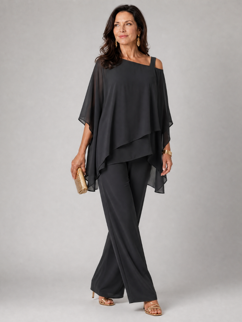 Aurelisse | Layered Asymmetrical Two Piece Pant Set