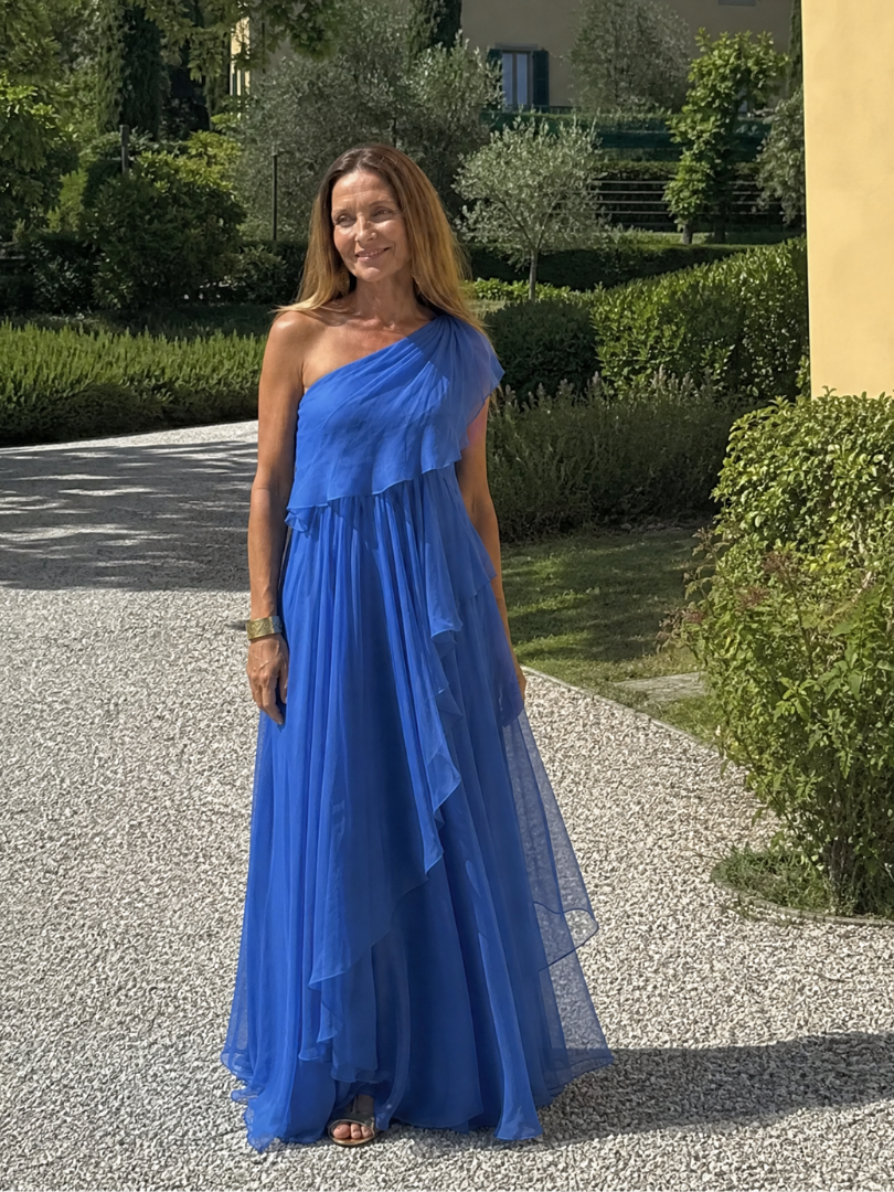 Evadora | One Shoulder Ruffle Maxi Dress