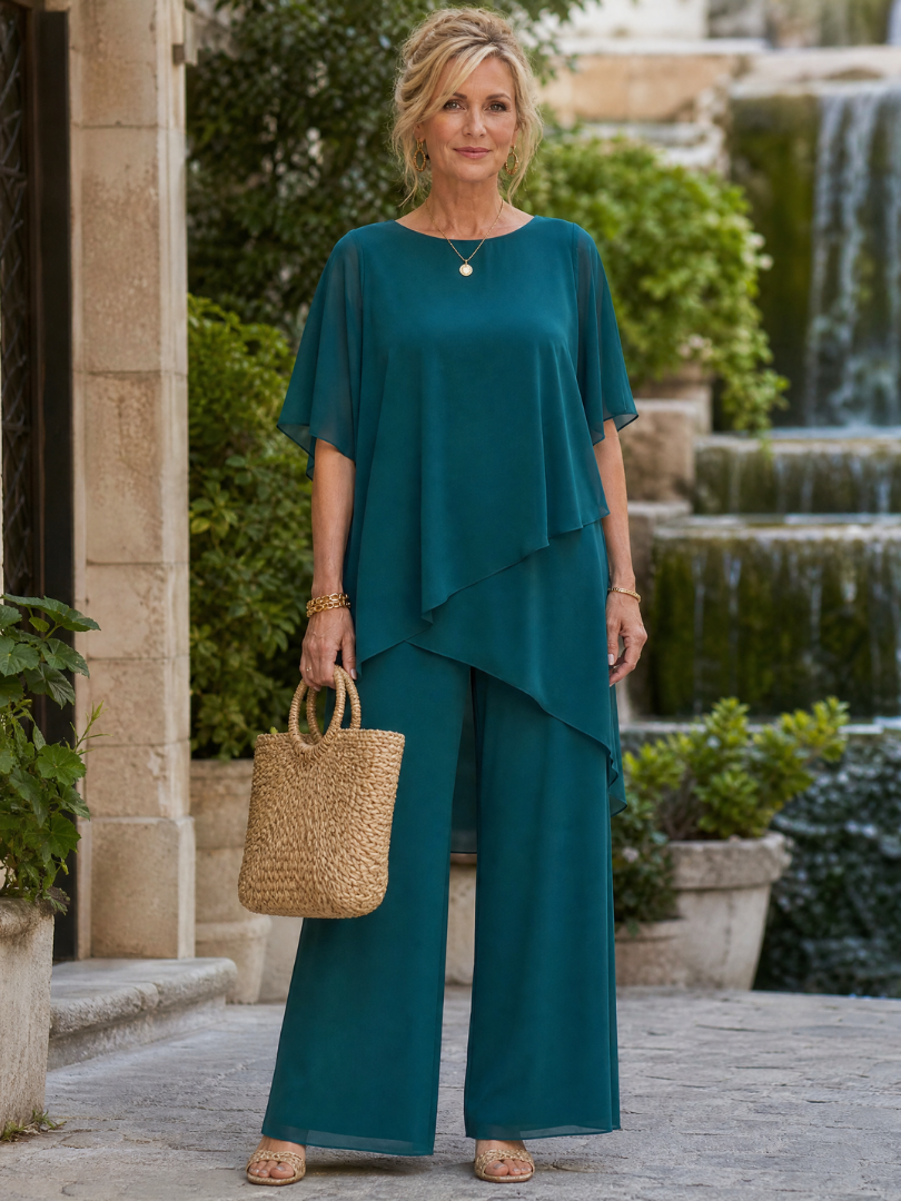 Nimon | Layered Chiffon Two Piece Pant Set