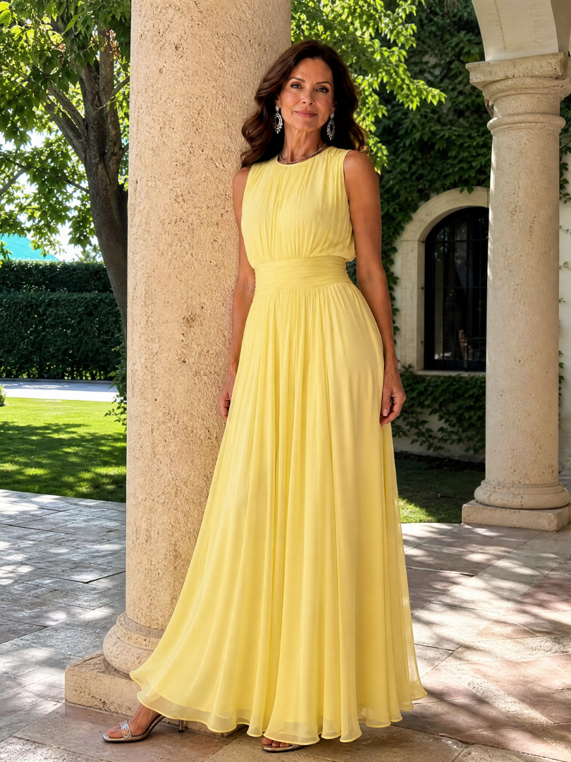 Simran | Sleeveless Gathered Waist Midi Dress