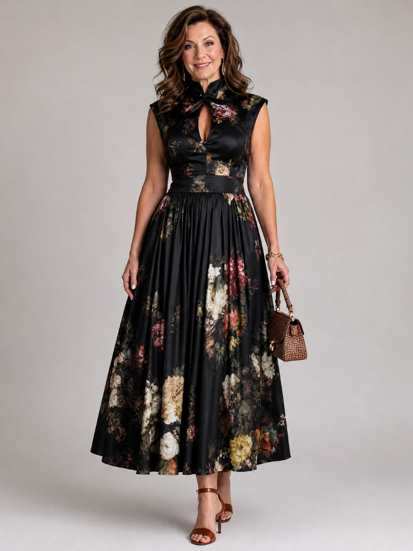 Vimoza | Floral Keyhole Midi Dress