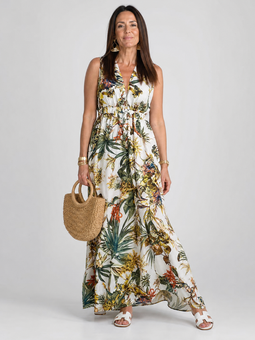 Evarisque | Tropical Print Sleeveless Maxi Dress