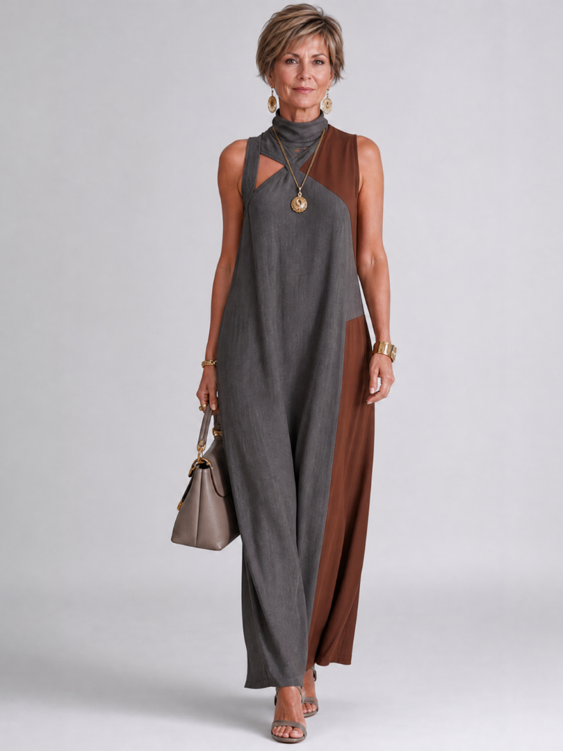Zorynthia | Color Block Sleeveless Midi Dress