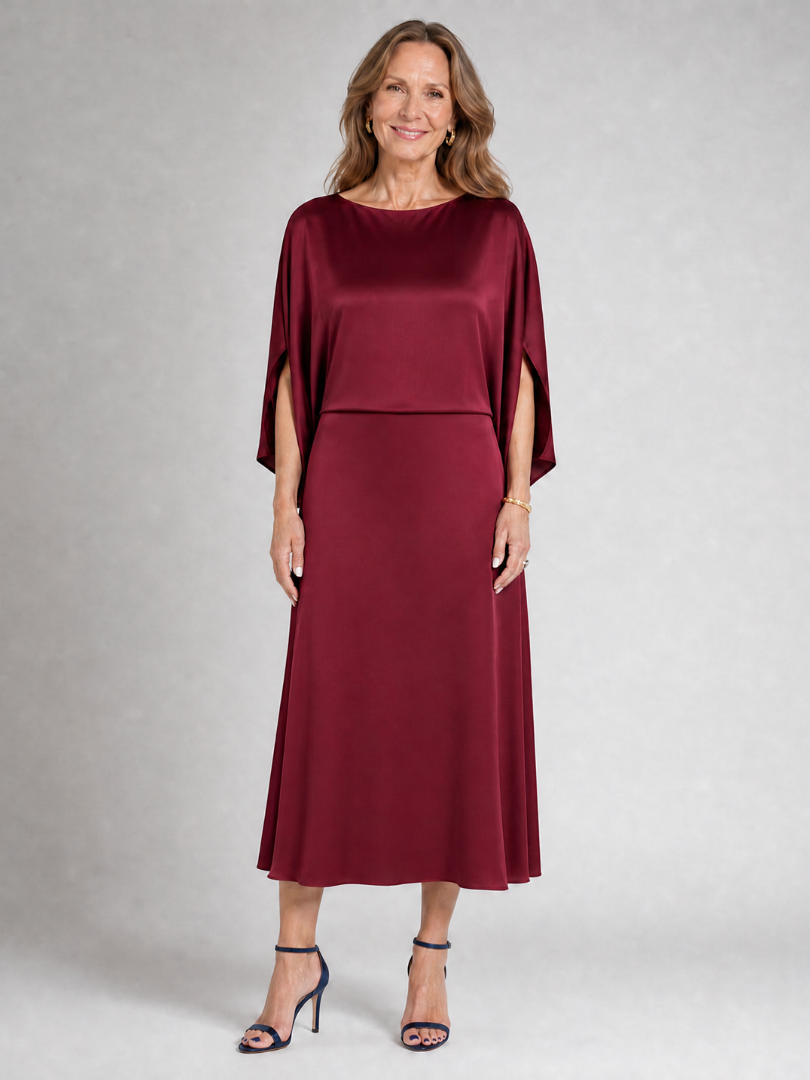 Quenara | Draped Overlay Midi Dress