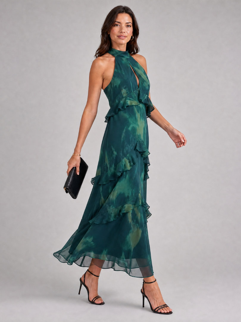 Sukam | Tiered Halter Neck Midi Dress