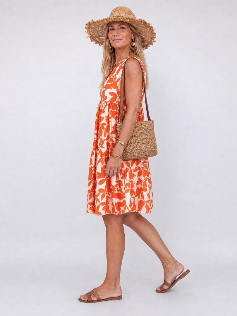 Ysalenne | Leaf Print Sleeveless Mini Dress