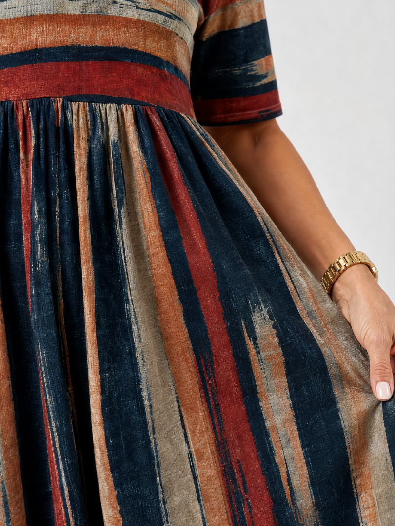 Maelisande | One Shoulder Striped Midi Dress