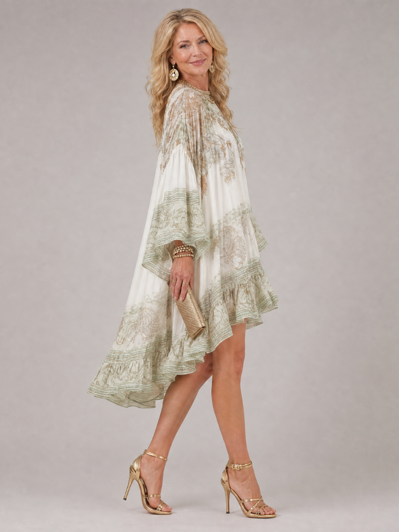 Okela | Floral Print High Low Ruffle Mini Dress