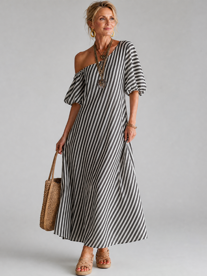 Ilyndra | Striped Empire Waist Midi Dress