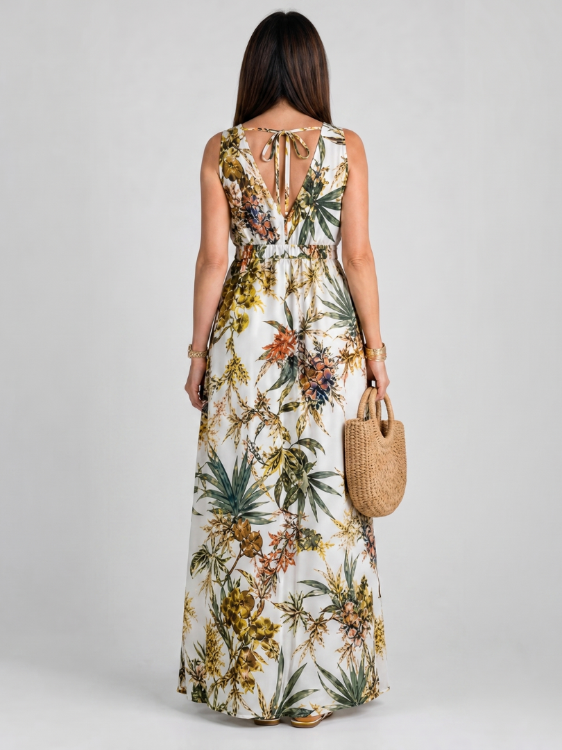 Evarisque | Tropical Print Sleeveless Maxi Dress