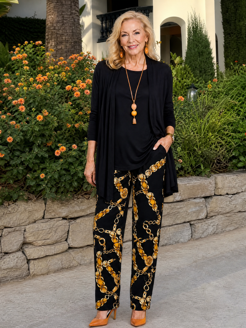 Ysoldea | Layered Tunic And Printed Pant Set