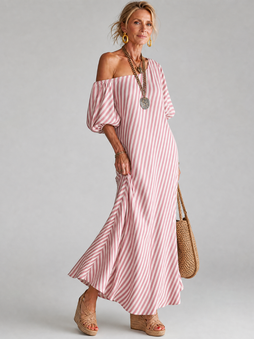 Ilyndra | Striped Empire Waist Midi Dress