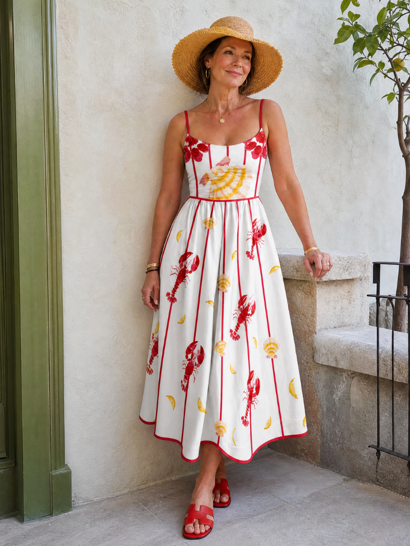 Coriselle | Lobster Shell Print Midi Dress