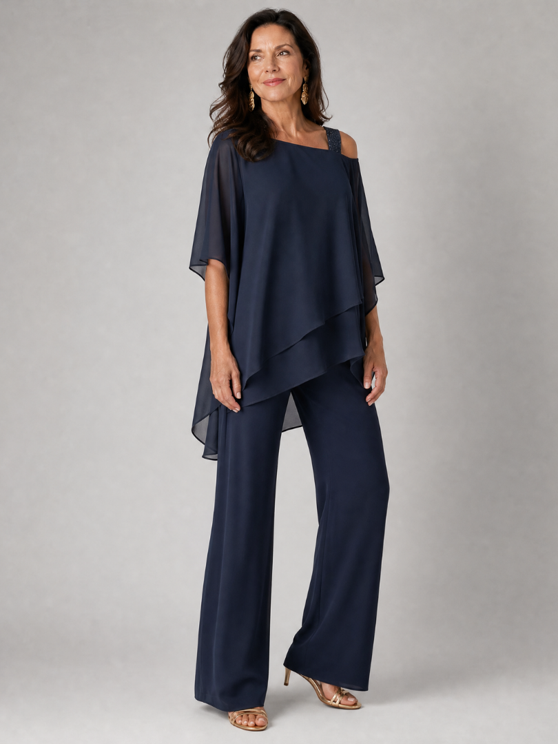 Aurelisse | Layered Asymmetrical Two Piece Pant Set