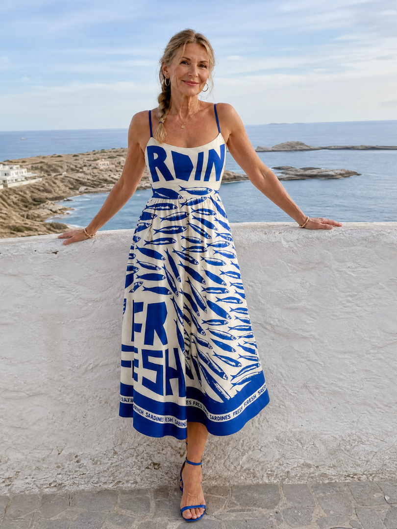 Suriope | Fish Graphic Print Midi Dress