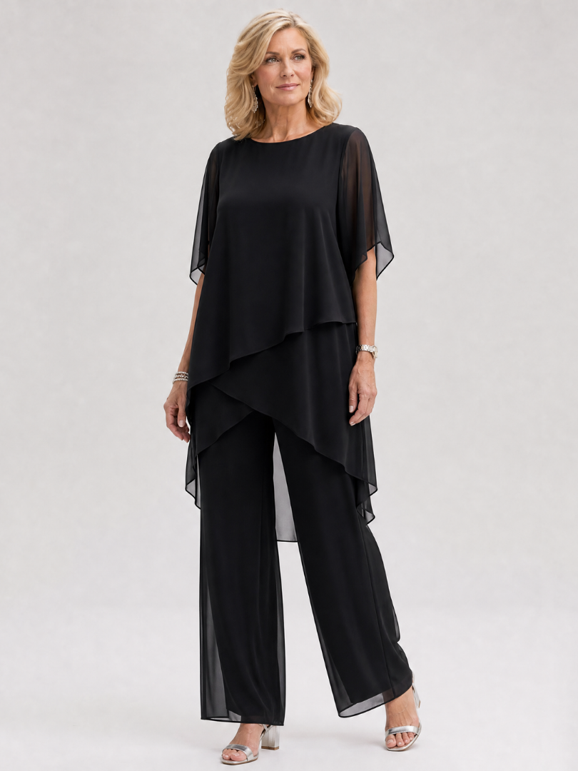 Nimon | Layered Chiffon Two Piece Pant Set