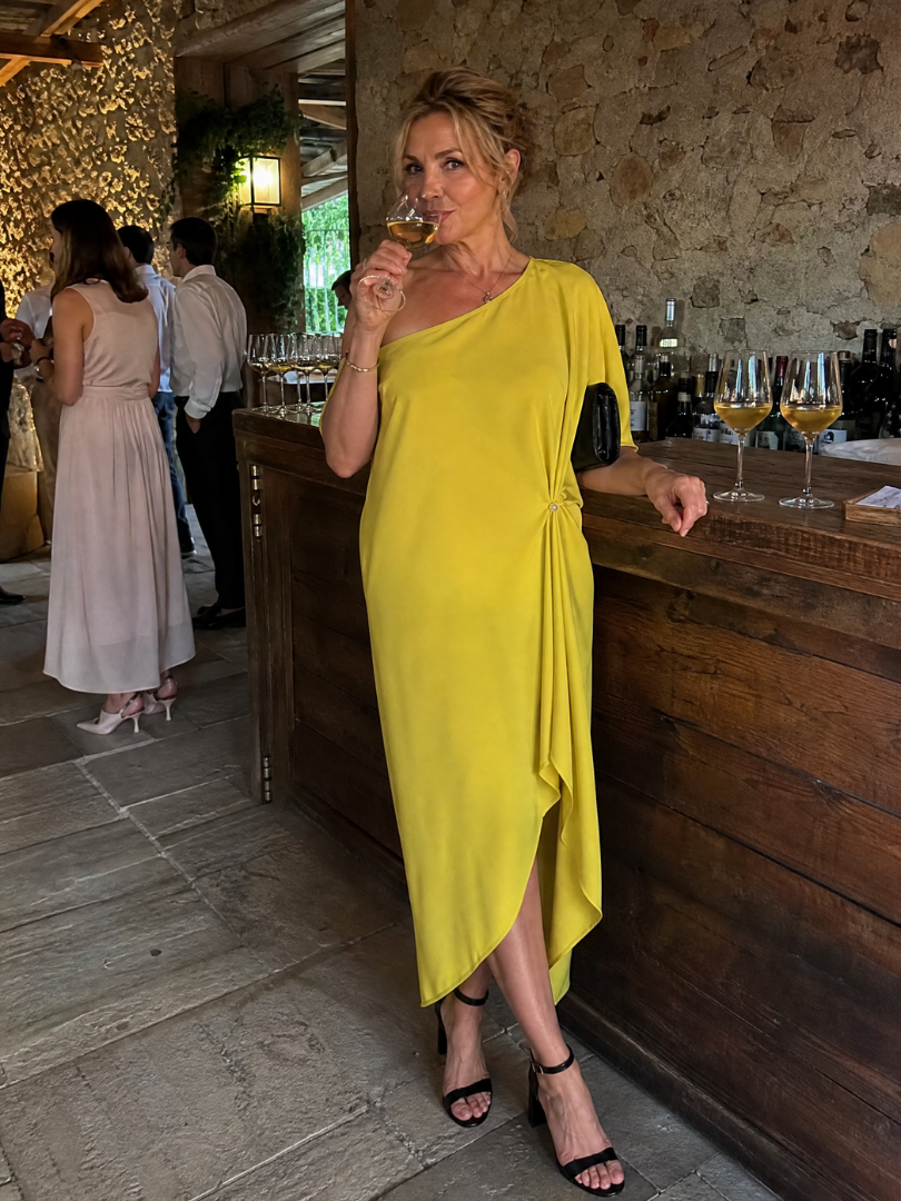 Zekel | One Shoulder Draped Midi Dress