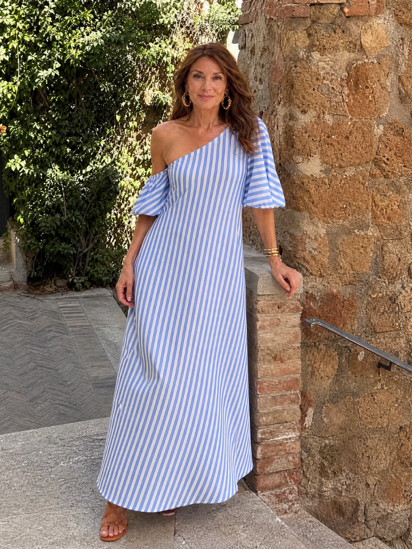 Arianell | One Shoulder Stripe Midi Dress