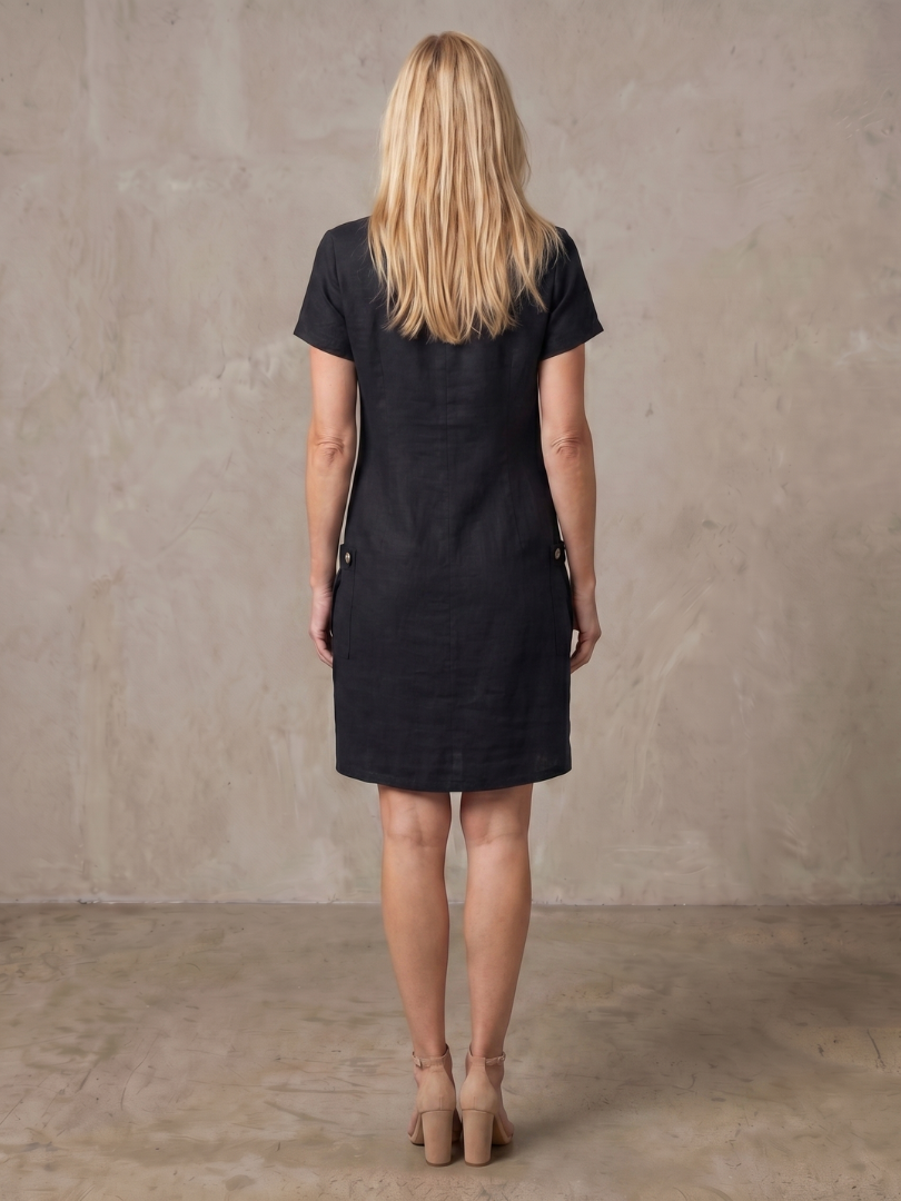Zulimar | Zip Neck Pocket Detail Knee Length Dress