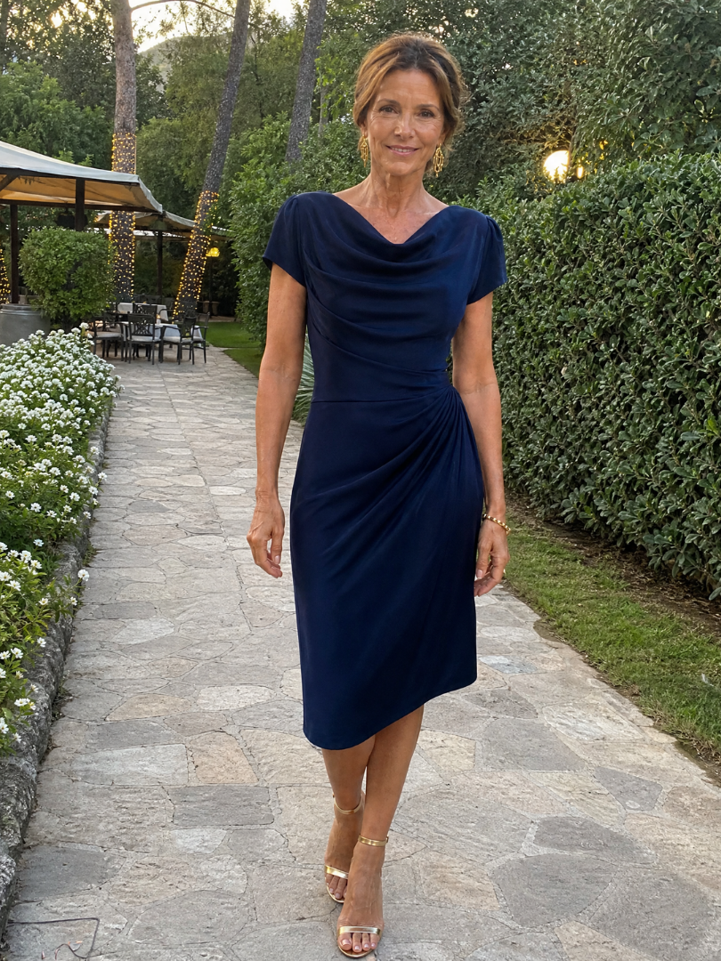 Anima | Draped Cap Sleeve Midi Dress